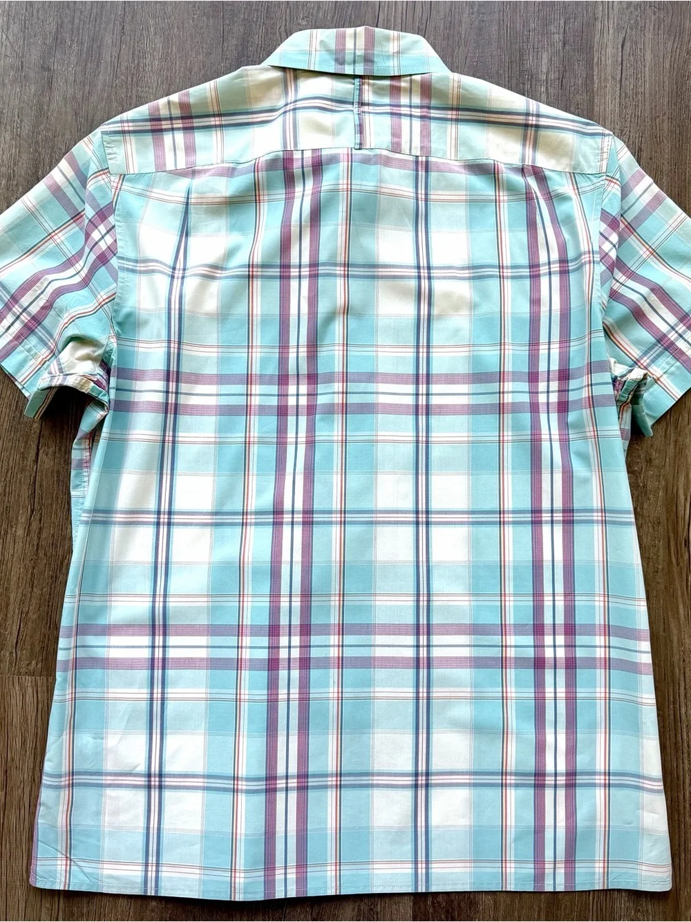 Y2K Banana Republic Plaid Button Up Shirt Men’s Medium Pastel Blue Pink Cotton